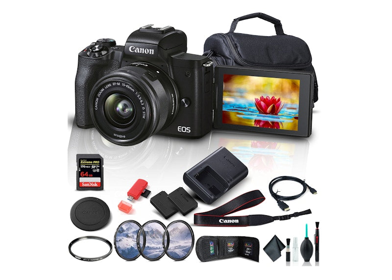 Canon EOS M50 Mark II Mirrorless Digital Camera / 15-45mm Lens Bundle 4728C006_EDI_2STX