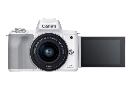 Canon EOS M50 Mark II Mirrorless Digital Camera + EF-M 15-45mm IS STM Lens 4729C004 White
