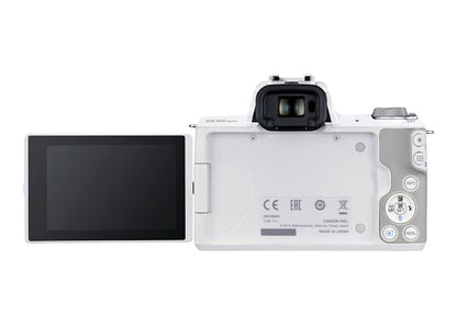 Canon EOS M50 Mark II Mirrorless Digital Camera + EF-M 15-45mm IS STM Lens 4729C004 White