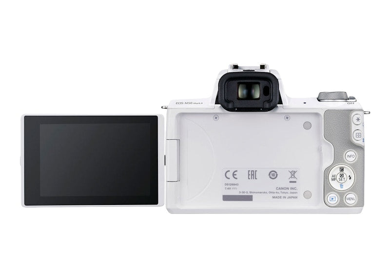 Canon EOS M50 Mark II Mirrorless Digital Camera + EF-M 15-45mm IS STM Lens 4729C004 White