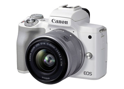 Canon EOS M50 Mark II Mirrorless Digital Camera + EF-M 15-45mm IS STM Lens 4729C004 White