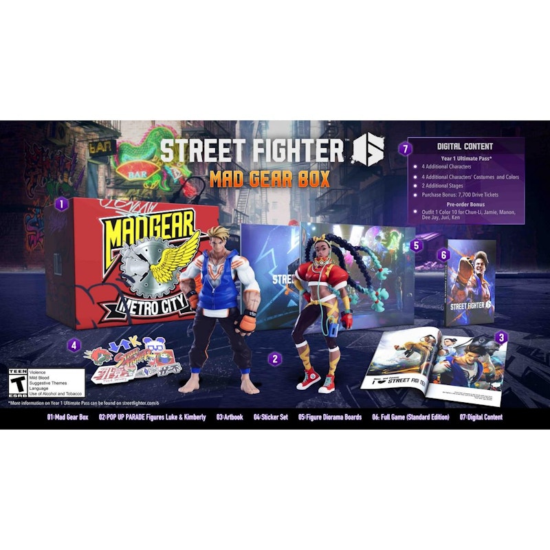Capcom PS4 Street Fighter Mad Gear Box Collector's Edition Video Game Bundle