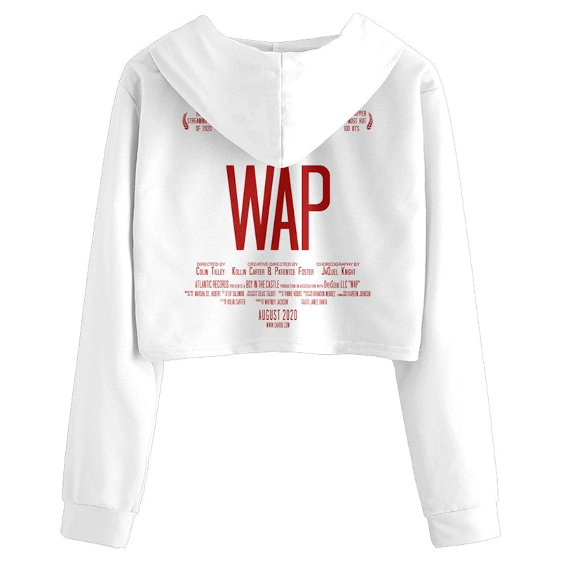 Cardi B WAP Movie Crop Top Hoodie White