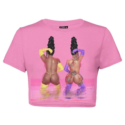 Cardi B WAP Water Art Crop Top Pink