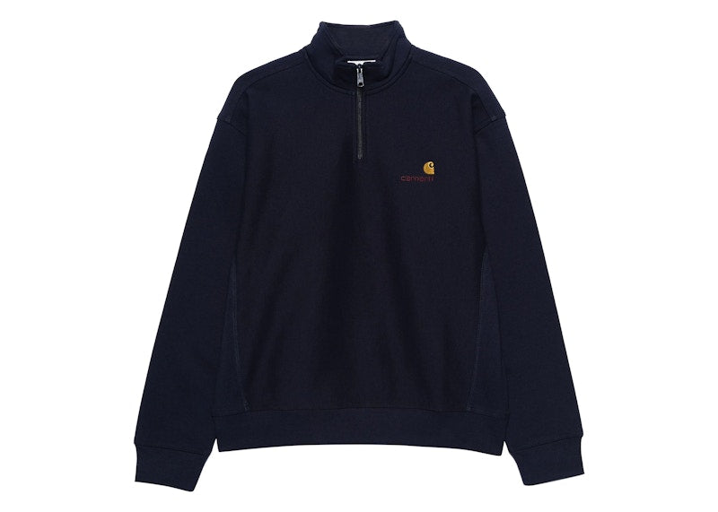 Carhartt WIP American Script Sweat Air Force Half Zip Blue