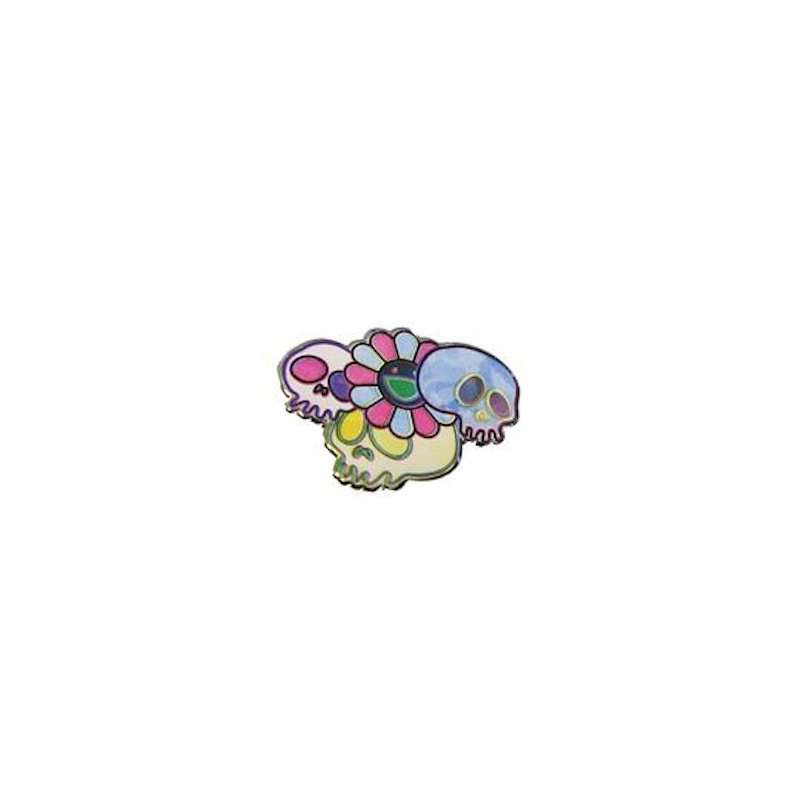 Takashi Murakami Skull & Flower Pin Silver