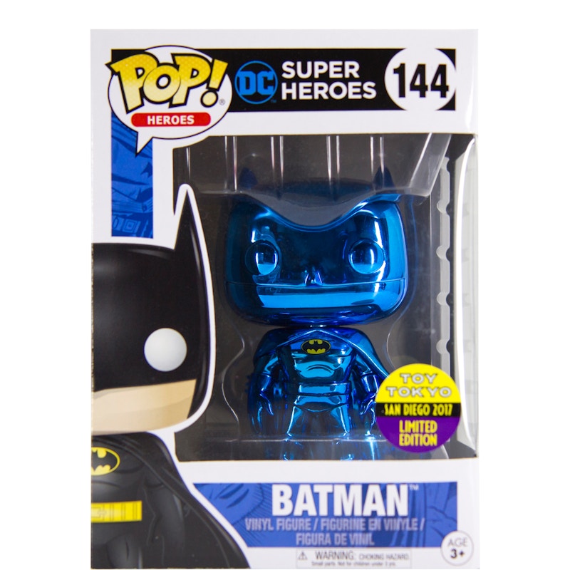 Funko Pop! DC Super Heroes Batman (Blue Chrome) SDCC Toy Tokyo Exclusive Figure #144