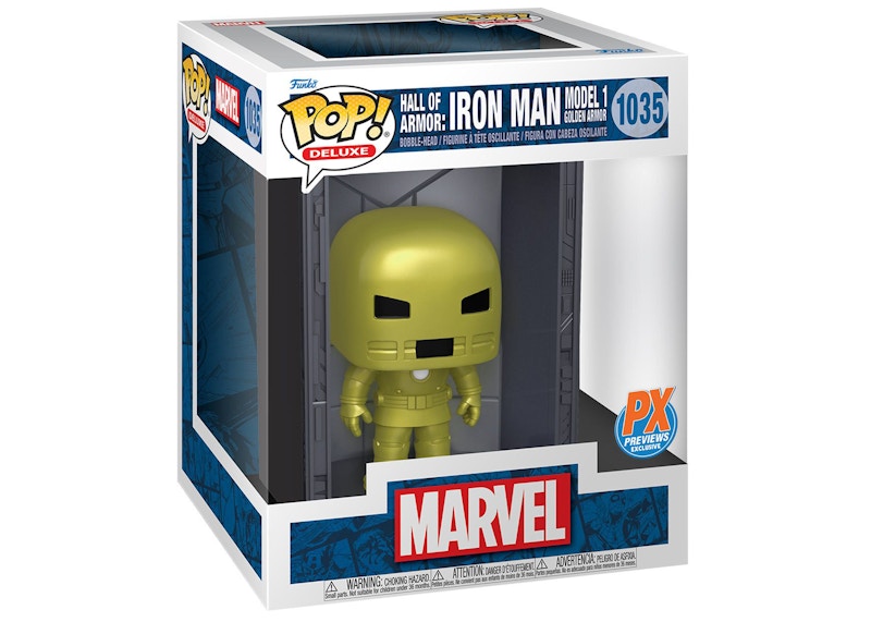Funko Pop! Deluxe Marvel Hall of Armor: Iron Man Model 1 Golden Armor PX Previews Exclusive Figure #1035