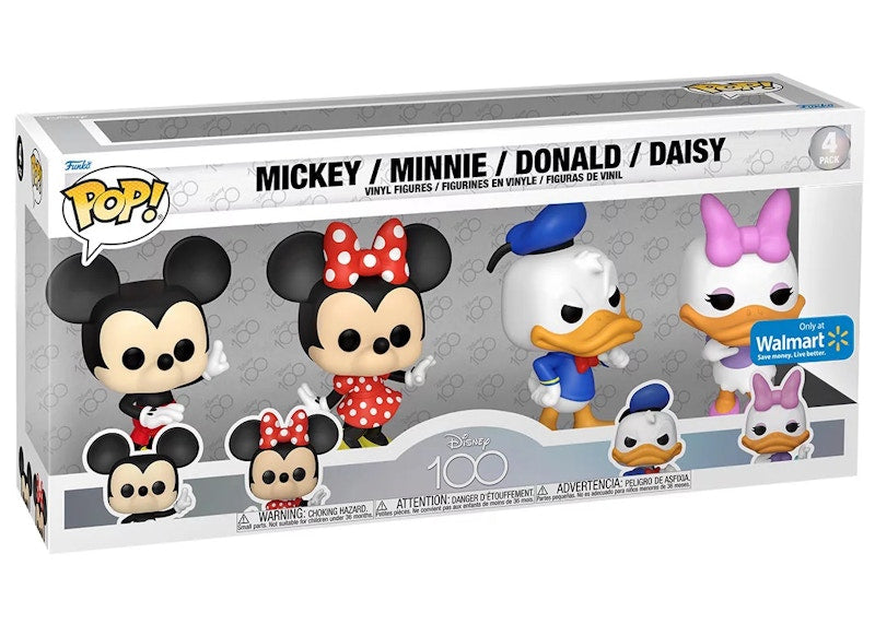Funko Pop! Disney 100 Mickey, Minnie, Donald and Daisy Walmart Exclusive 4-Pack