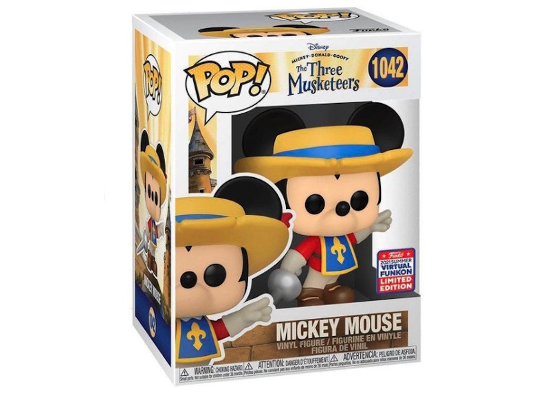 Funko Pop! Disney Mickey Donald Goofy The Three Musketeers Mickey Mouse 2021 Summer Virtual Funkon Exclusive Figure #1042