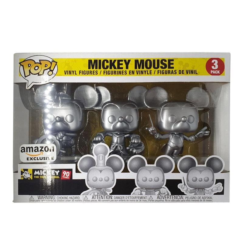 Funko Pop! Disney Mickey The True Original Mickey Mouse (Silver) Amazon Exclusive 3 Pack