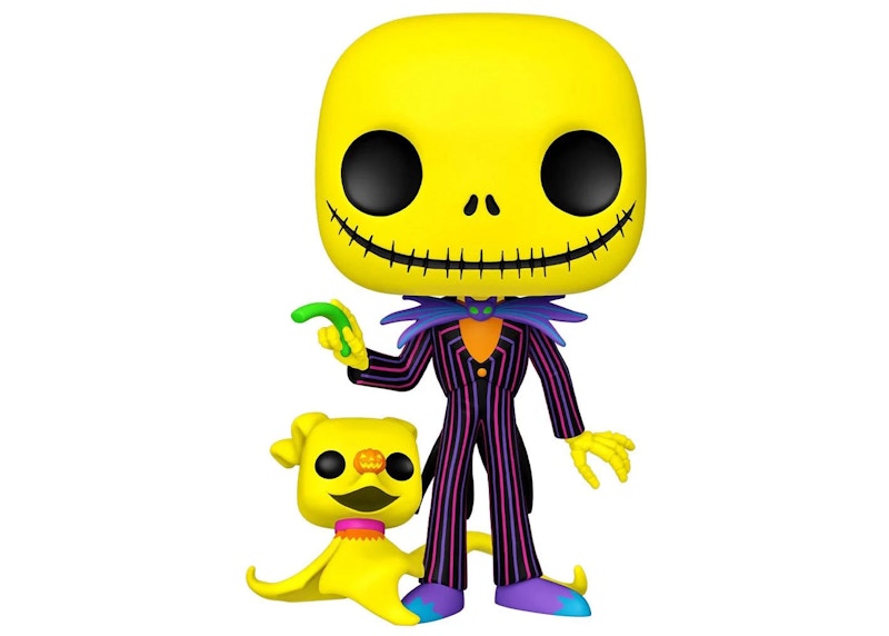 Funko Pop! Disney The Nightmare Before Christmas Black Light Jack Skellington With Zero 10 Inch Figure #809