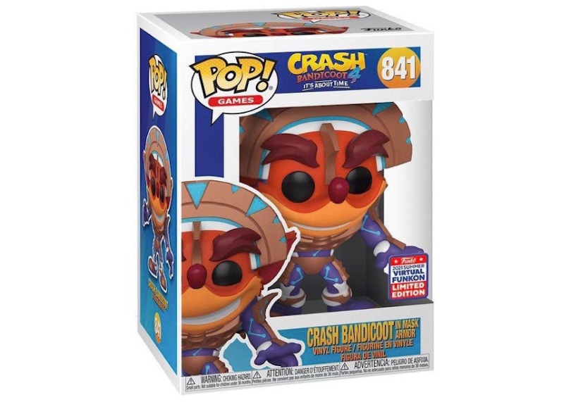 Funko Pop! Games Crash Bandicoot Its About Time Crash Bandicoot In Mask Armor 2021 Summer Virtual Funkon Exclusive Figure #841