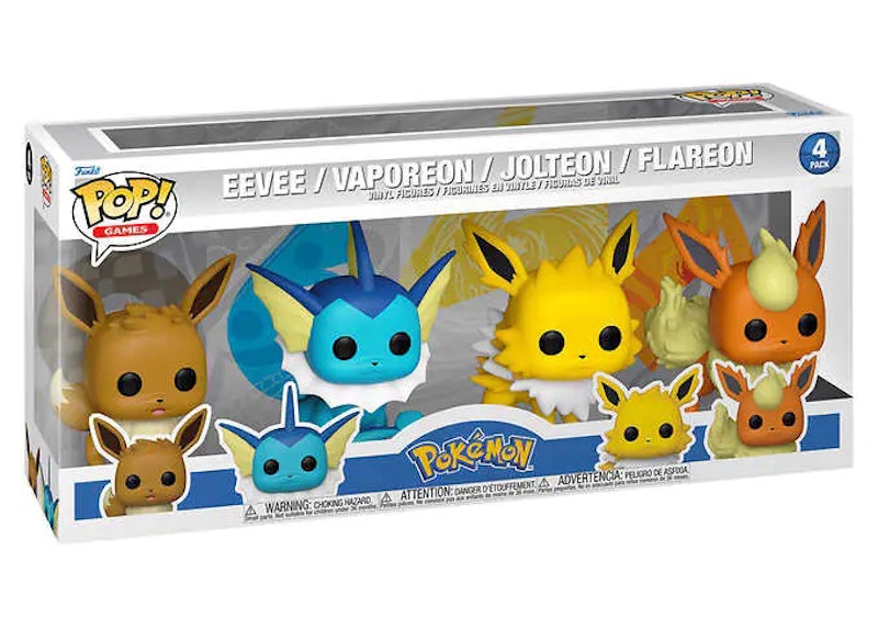 Funko Pop! Games Pokemon Eevee, Vaporeon, Jolteon and Flareon 4-Pack