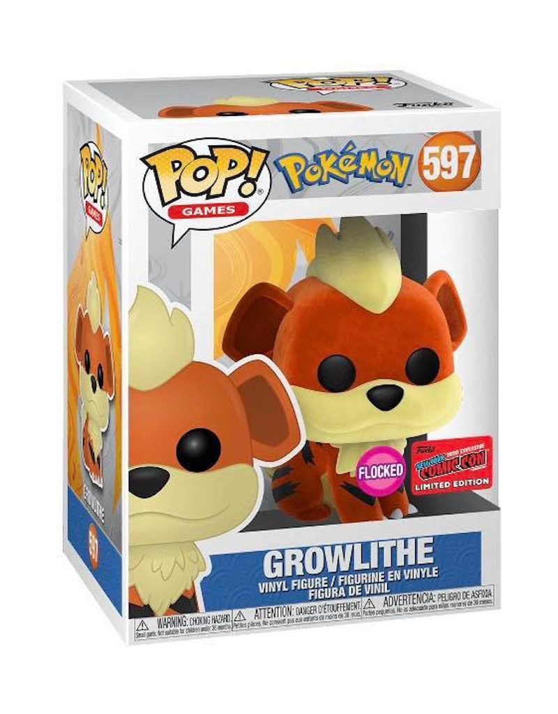 Funko Pop! Games Pokemon Growlithe (Flocked) NYCC Exclusive Figure #597