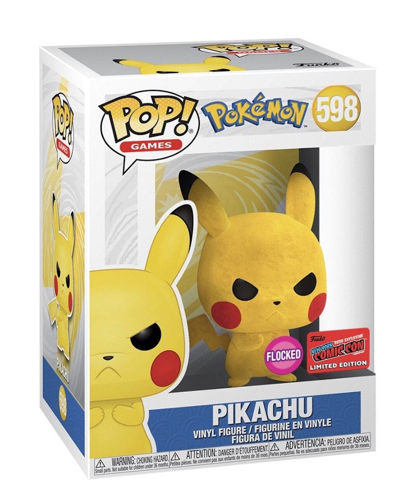 Funko Pop! Games Pokemon Grumpy Pikachu (Flocked) NYCC Exclusive Figure #598