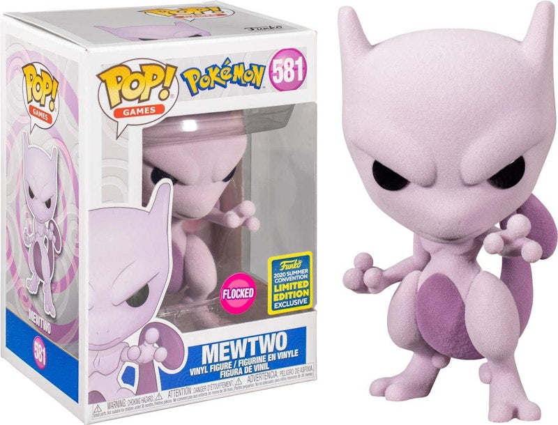Funko Pop! Games Pokemon Mewtwo (Flocked) Summer Convention Exclusive Figure #581