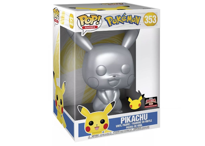 Funko Pop! Games Pokemon Pikachu (Metallic) Target Con Exclusive (10 Inch) Figure #353