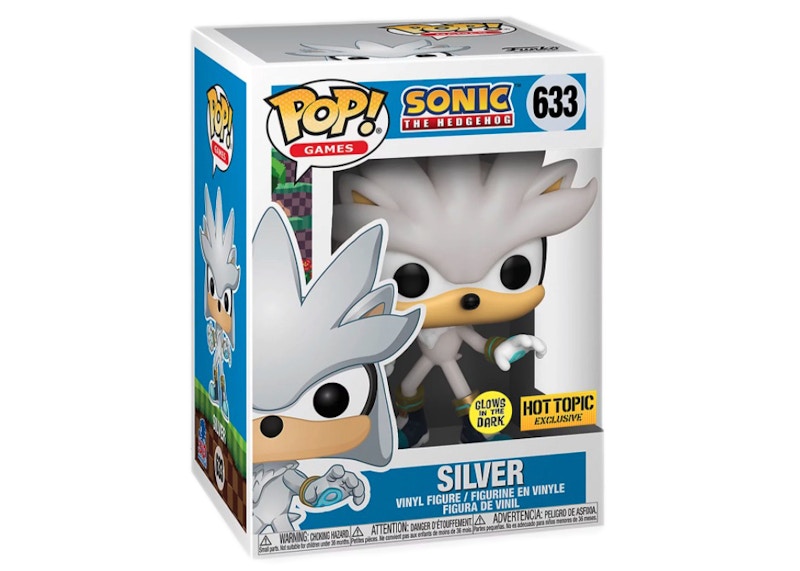 Funko Pop! Games Sonic The Hedgehog Silver Glow In The Dark Hot Topic Exclusive Figure #633