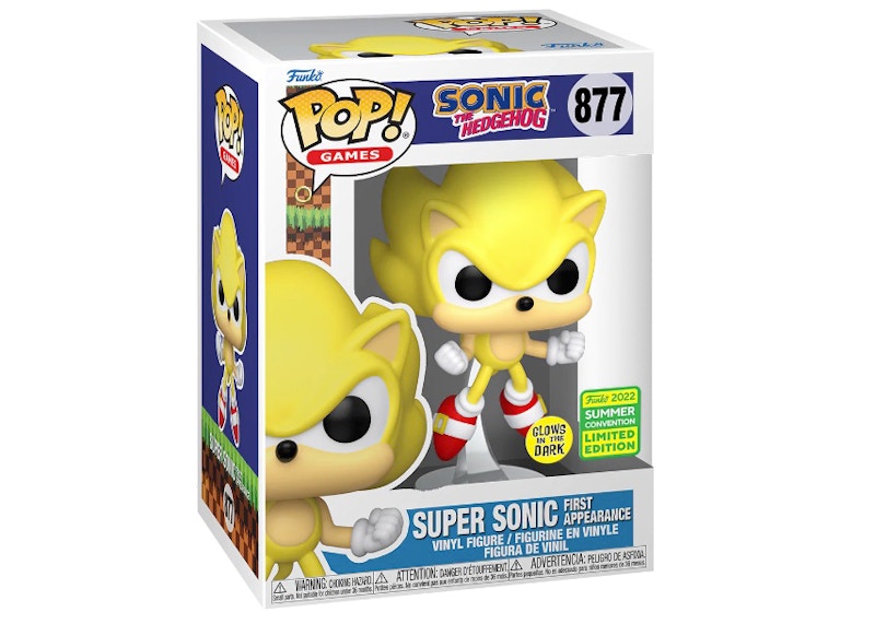 Funko Pop! Games Sonic the Hedgehog Super Sonic First Appearance GITD 2022 Summer Convention Exclusive Figure #877
