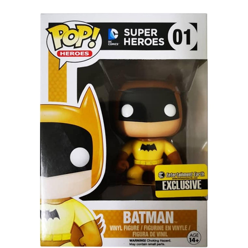 Funko Pop! Heroes DC Super Heroes Batman (Yellow) Entertainment Earth Exclusive Figure #01