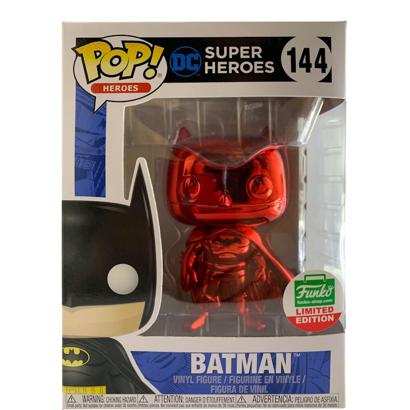 Funko Pop! Heroes Super Heroes Batman Red Chrome Funko Shop Edition Figure #144