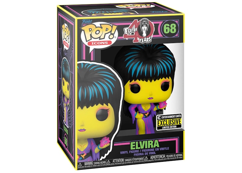 Funko Pop! Icons Black Light 40 Years of Elvira (Elvira) Entertainment Earth Exclusive Figure #68
