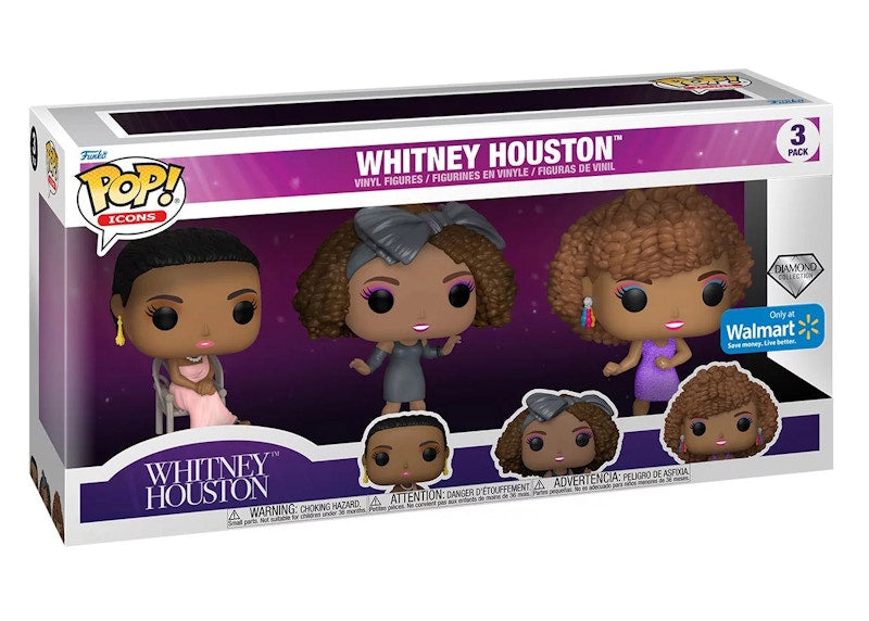 Funko Pop! Icons Whitney Houston Diamond Collection Walmart Exclusive 3-Pack