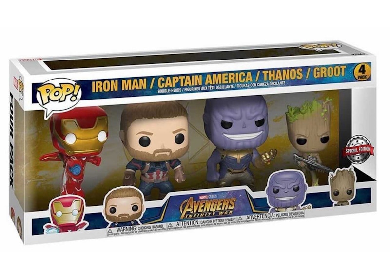Funko Pop! Marvel Avengers Infinity War Iron Man/Captain America/Thanos/Groot Special Edition 4-Pack