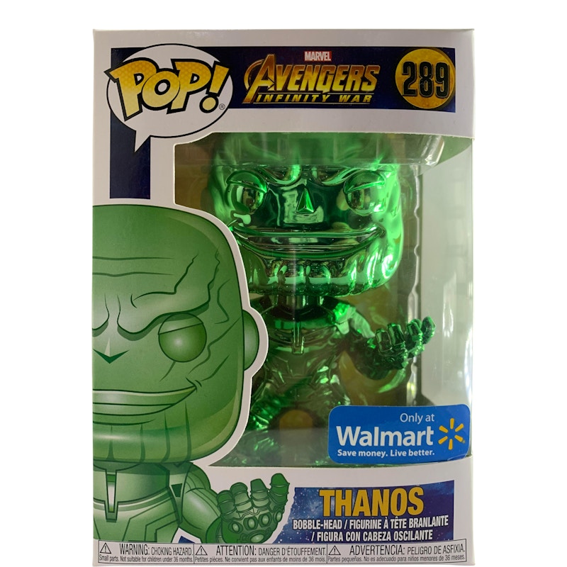 Funko Pop! Marvel Avengers Infinity War Thanos Green Chrome Walmart Exclusive Bobble-Head Figure #289
