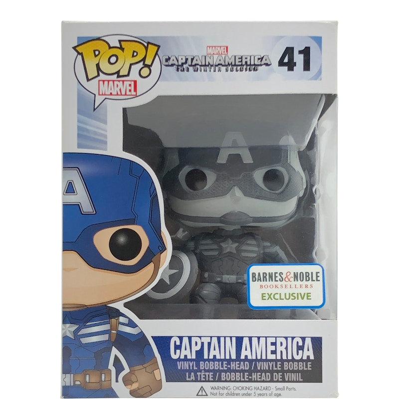 Funko Pop! Marvel Captain America The Winter Soldier Captain America (Black and White) Barnes & Noble Exclusive Bobble-Head Figure #41
