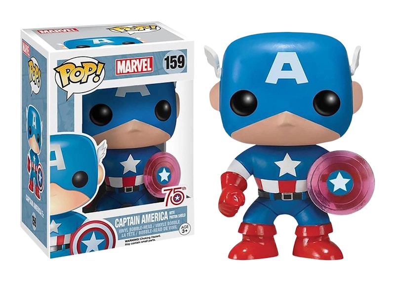 Funko Pop! Marvel Captain America Translucent Shield 75th Anniversary Bobble-Head #159