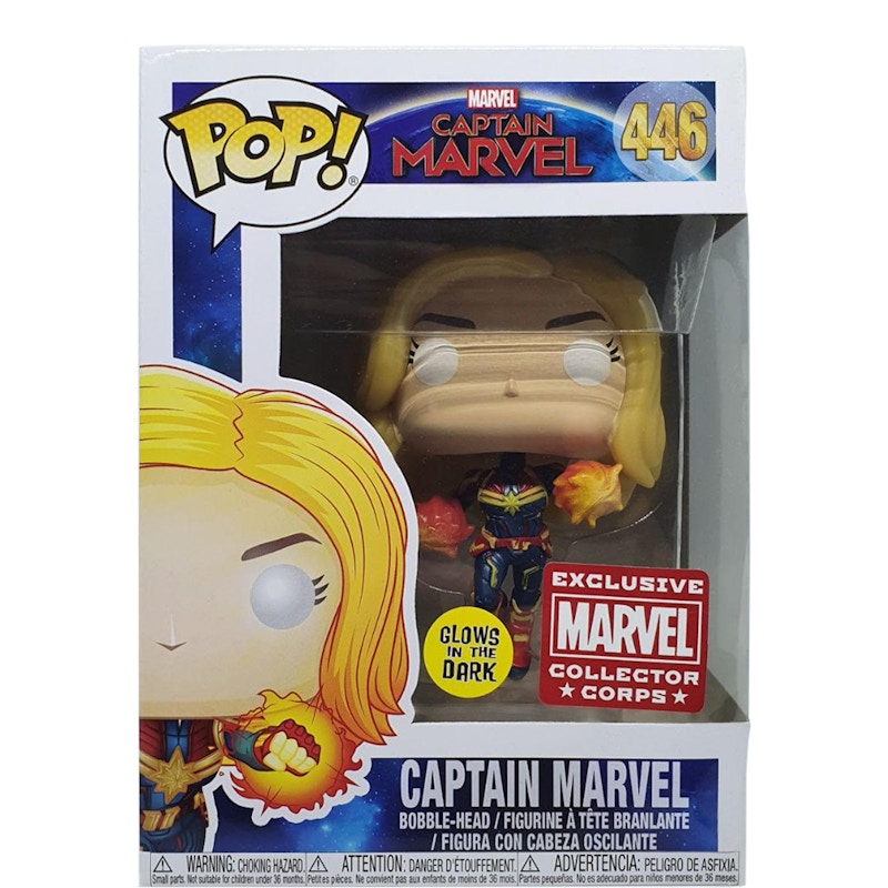 Funko Pop! Marvel Captain Marvel (Glow) Collector Corps Bobble-Head Figure #446