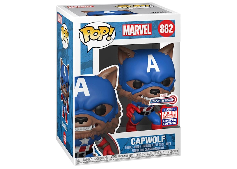 Funko Pop! Marvel Capwolf 2021 Marvel Year Of The Shield Summer Convention Exclusive Figure #882