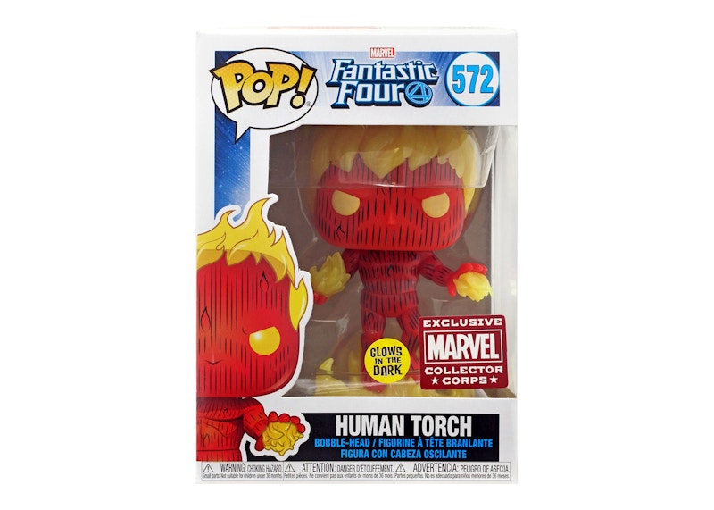 Funko Pop! Marvel Fantastic Four Human Torch (Glow) Collectors Corp Exclusive Figure #572