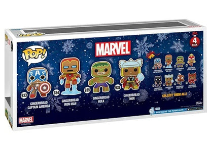 Funko Pop! Marvel Gingerbread Captain America, Gingerbread Iron Man, Gingerbread Hulk, Gingerbread Thor Walmart Exclusive 4-Pack