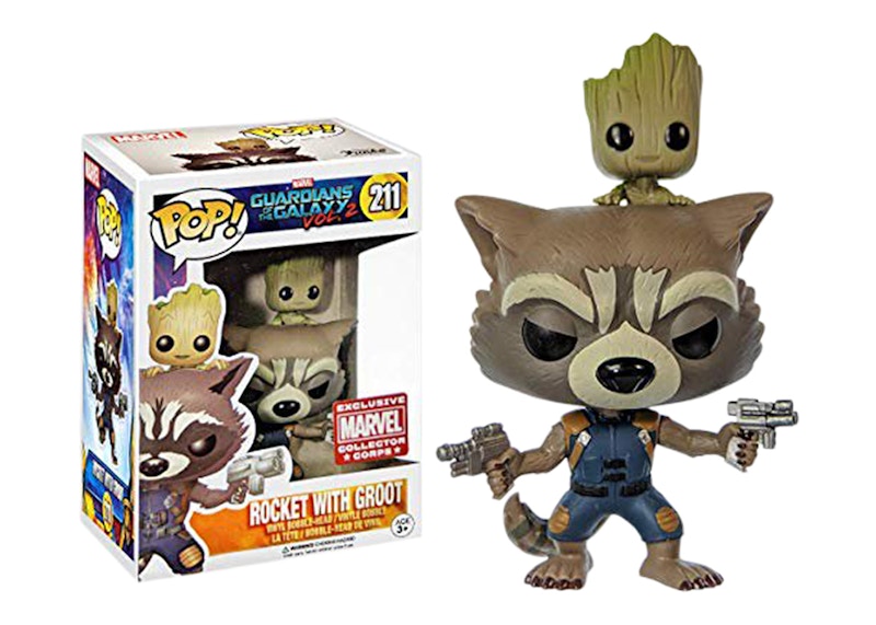 Funko Pop! Marvel Guardian of the Galaxy Vol. 2 Rocket with Groot Collector Corps Exclusive Bobble-Head #211