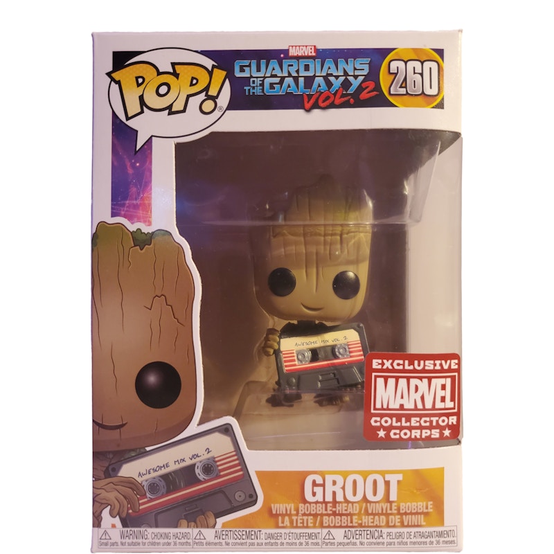 Funko Pop! Marvel Guardians Of The Galaxy Vol. 2 Groot Mixtape Marvel Collectors Corps Exclusive Figure #260