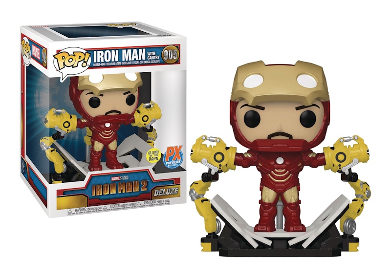 Funko Pop! Marvel Iron Man 2 Iron Man with Gantry (Glow) Deluxe PX Previews Exclusive Bobble-Head #905