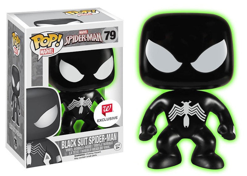 Funko Pop! Marvel Spider-Man Black Suit Spider-Man GITD Walgreens Exclusive Figure #79