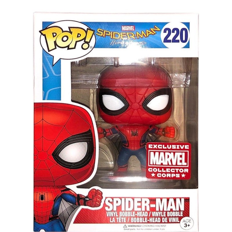 Funko Pop! Marvel Spider-Man Homecoming Spider-Man Collectors Corp Exclusive Bobble-Head Figure #220
