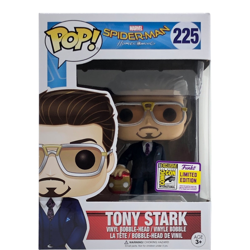 Funko Pop! Marvel Spider Man Homecoming Tony Stark SDCC Exclusive Bobble-Head Figure #225