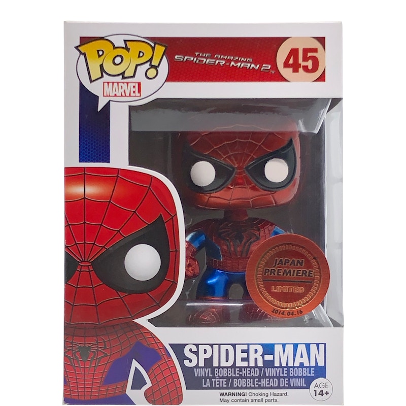 Funko Pop! Marvel Spider-Man (Metallic) Japan Premiere Exclusive Bobble-Head Figure #45