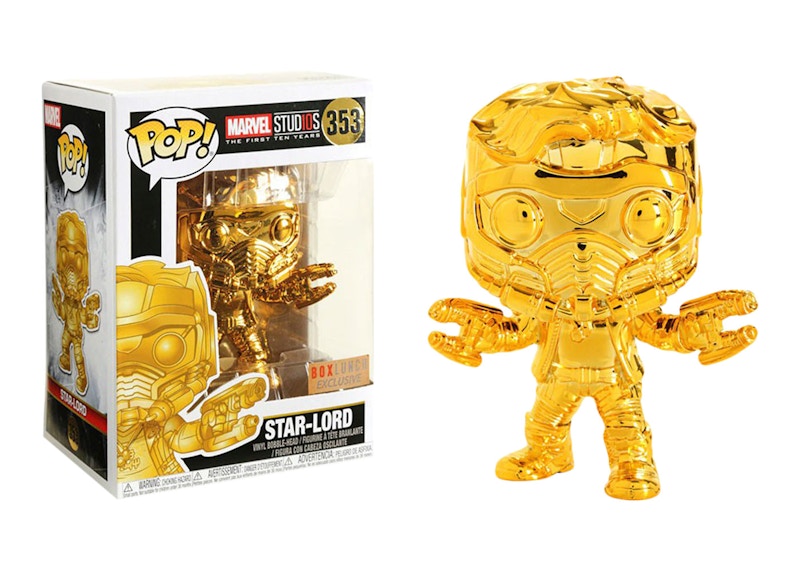Funko Pop! Marvel Studios 10 Star-Lord (Gold Chrome) Box Lunch Exclusive Bobble-Head #353