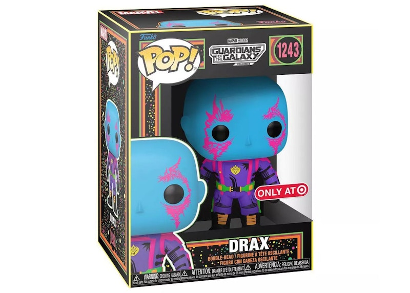 Funko Pop! Marvel Studios Guardians of the Galaxy Volume 3 Blacklight Drax with Tee Target Exclusive Bundle