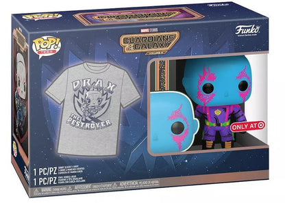 Funko Pop! Marvel Studios Guardians of the Galaxy Volume 3 Blacklight Drax with Tee Target Exclusive Bundle