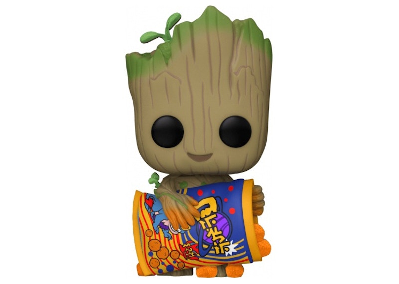 Funko Pop! Marvel Studios I Am Groot: Groot with Cheese Puffs Flocked Hot Topic Exclusive Figure #1196