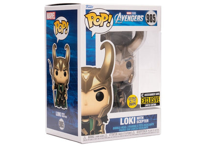 Funko Pop! Marvel Studios The Avengers Loki with Scepter GITD Entertainment Earth Exclusive Figure #985