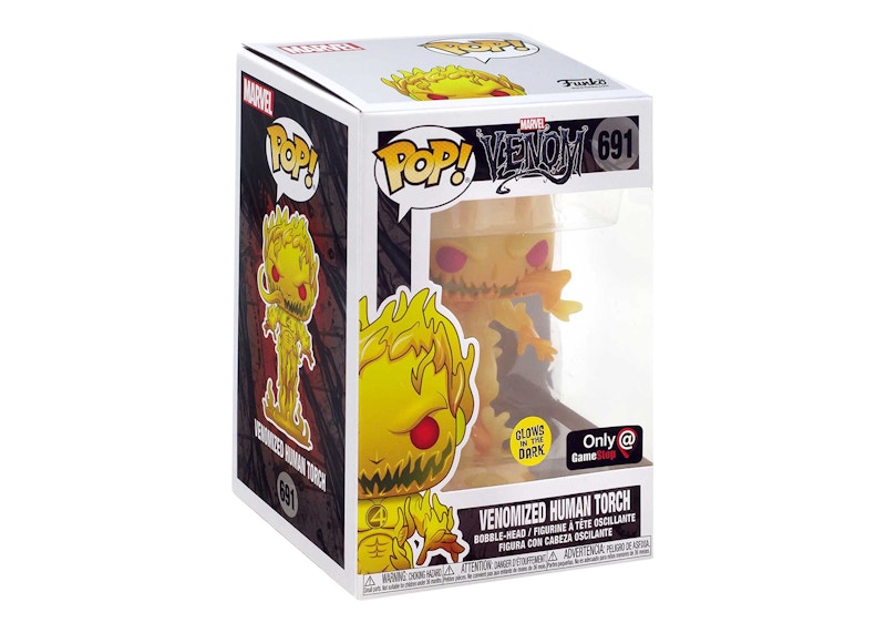 Funko Pop! Marvel Venom Venomized Human Torch (Glow) Gamestop Exclusive Figure #691