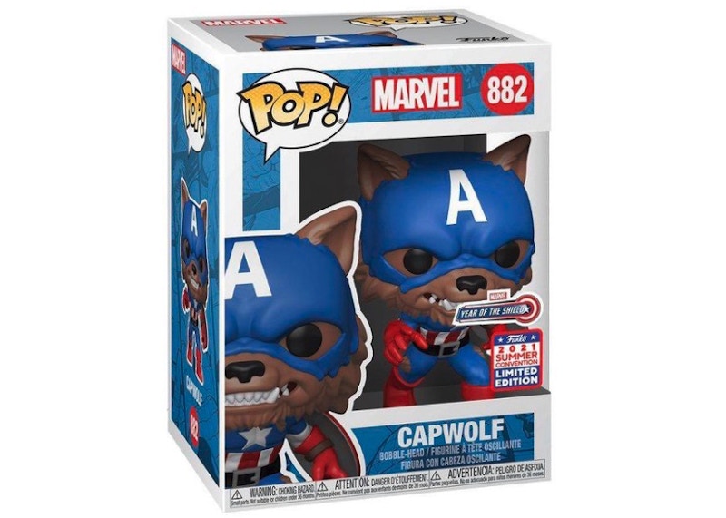 Funko Pop! Marvel Year Of The Shield Capwolf 2021 Summer Virtual Funkon Exclusive Figure #882